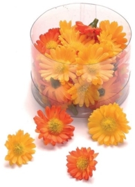 6529 786- 40 stuks decoratie bloemen margrietjes van 2.5 tot 3cm oranje