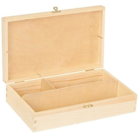 CE811725/0327- houten tekenkist met vakken 27x16x6.5cm pine