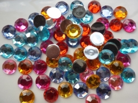 ca. 70 stuks strass stenen mix van 12mm kunststof diverse kleuren - SUPERLAGE PRIJS!