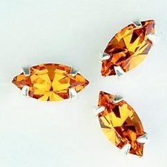 107010/0002- 8 stuks glazen rijg/naai strass steentjes 10x5mm navette kristal topaz