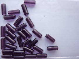 3681- 30 stuks glaskralen `tube` ca.10x4mm purper/paars