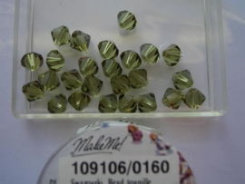 109106/0160 - 25 x swarovski 6mm khaki groen