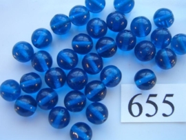 20 stuks 655 Ronde glaskraal 8mm donker blauw