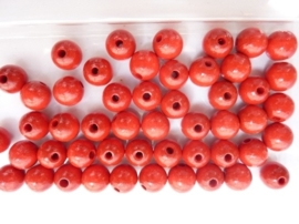 6011 025 - 50 stuks A-kwaliteit houten kralen van 10mm karmijn rood