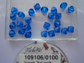 109106/0100 - 25 x swarovski 6mm capri blauw