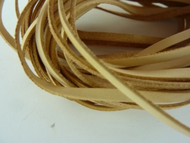 CH.AE - 5 meter echt leren platte veter naturel van 3mm breed -