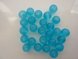 629- 25 stuks frosted glaskralen van 8mm transparant lichtblauw