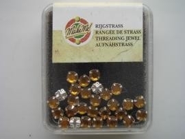 107005/0002- 28 stuks glazen rijg/naai strass steentjes 5mm rond kristal topaz