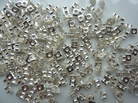 CH.012- 300 stuks poussets zilverkleur (schuifjes voor oorhaakjes/oorstekers) 5mm - SUPERLAGE PRIJS!