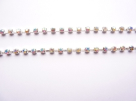 452- 1 meter strass ketting met AA+kwaliteit SS12 3.5mm verzilverd - SUPERLAGE PRIJS!