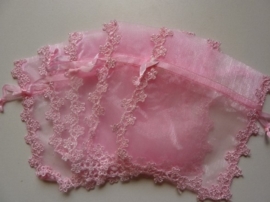 CH.0035- 5 stuks zeer luxe organza zakjes van 16x14cm babyroze - SUPERLAGE PRIJS!