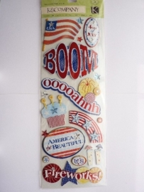 5600- K&Co grand adh. chipboard 3D stickers "4th of July" 30x12cm