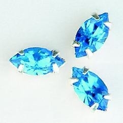 107010/0006- 8 stuks glazen rijg/naai strass steentjes 10x5mm navette kristal sapphire