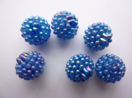 3997- 6 stuks strassballen 14mm blauw AB