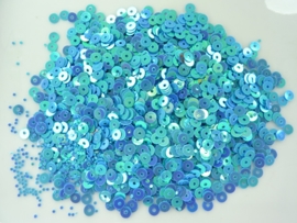 118372/612 - 10gram (is grote hoeveelheid) gladde pailletten van 4mm midden blauw AB
