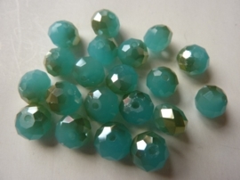1258- 20 stuks AA-kwaliteit electroplated geslepen glaskralen 8x5mm jade