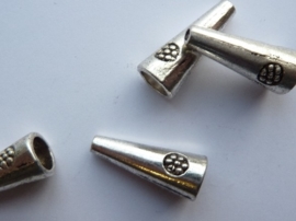 CH.407.4- 4 stuks zwaar metalen kapjes/tussenstukken oud zilver 8x21mm - SUPERLAGE PRIJS!