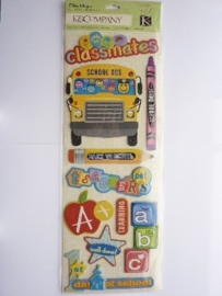 5605- K&Co grand adh. chipboard 3D stickers "school teksten" 30x12cm