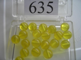 635 Ronde glaskraal 8 mm. geel