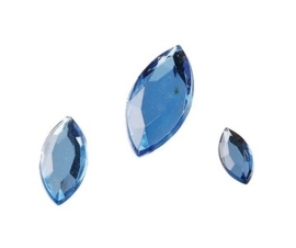 2282 551- 120 x kunststof strass stenen assortiment spitsovaal 10/15/20mm lang l.blauw