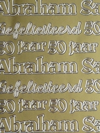 st995- stickervel met Abraham/Sara/50 10x23cm goud