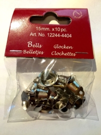 CE801400/4404- 10 stuks klokjes van 15mm zilverkleurmet rinkel
