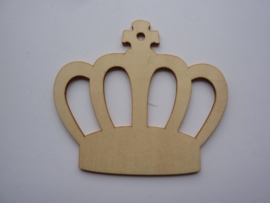 5999.S- houten ornament kroon van 9x8cm en 2mm dik OPRUIMING