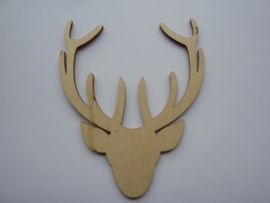 5999.U- houten ornament hert van 9x7.5cm en 2mm dik OPRUIMING