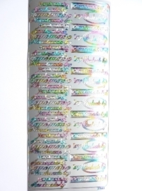 ST.1122- stickervel met tekst handmade by 10x23cm gekleurd