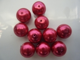 2177- 10 x glasparels fel cerise 14mm