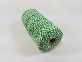 CE890030/1624- 110 mtr katoen macramé touw spoel 1.5mm 100grs - groen/wit