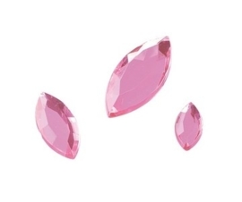 2282 527- 120 x kunststof strass stenen assortiment spitsovaal 10/15/20mm lang roze