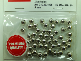2223 805 - 125 stuks wax parels van 5 mm. - zilver - premium kwaliteit