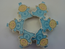 CH.032- 6 stuks wasknijpers babyblauw met baby figuurtjes - SUPERLAGE PRIJS!
