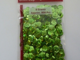 CE420001/1234- 8 gram pailletten 6mm facon glitter groen AB - ca.800 stuks