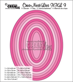 CE115634/0009- Crealies Crea-nest-lies XXL - no.9 ovalen 11 stuks van 2 tot 16cm