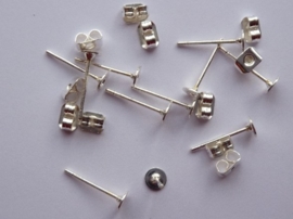 CH.903.10- 10 stuks platte oorstekers met schuifjes 4mm - SUPERLAGE PRIJS!