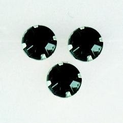107007/0091- 12 stuks glazen rijg/naai strass steentjes 7mm rond kristal zwart