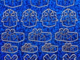 st681- holografische stickers cadeautjes blauw 10x20cm