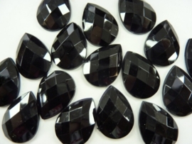 12 stuks kunststof strass stenen druppelvorm zwart 25x17mm - SUPERLAGE PRIJS!
