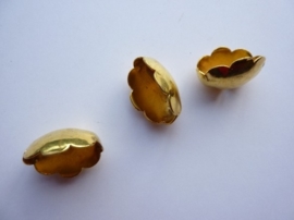 000157H- 2 stuks ovale koordkapjes van 19x10mm goudkleur OPRUIMING