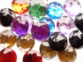 12 stuks strass stenen mix van 25mm kunststof diverse kleuren - SUPERLAGE PRIJS!