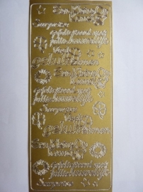 st969- stickervel met tekst gefeliciteerd met jullie huwelijk / kleine op komst 10x23cm goud