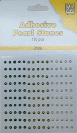 CE142010/2302- 150 stuks zelfklevende halfronde parels van 3mm groen tinten