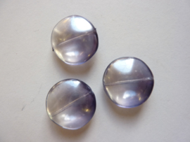 2204 543- 3 stuks glaskralen bohemisch plat rond grijs van 20mm in een doosje