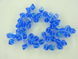 00811 - 50 stuks glaskralen bicone 6mm saphir blauw OPRUIMING