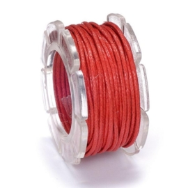 KN2290 420- 5 meter waxcord met nylonkern rood 1mm dik