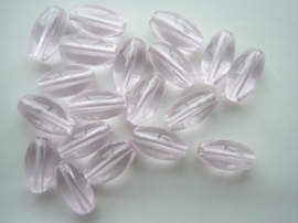 3712 - 13x6mm AA-kwaliteit ovale glaskralen transparant roze 20 stuks - SUPERLAGE PRIJS!