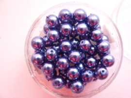 50 x ronde glasparels in een doosje 6mm donkerblauw - 2219 650
