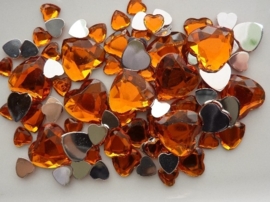 2282 0224- 80 x kunststof strass stenen assortiment hartjes van 8 tot 18mm lang oranje